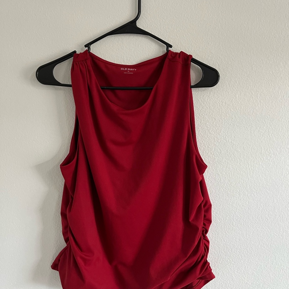 Old Navy Ruched Red Sleeveless Tank Top